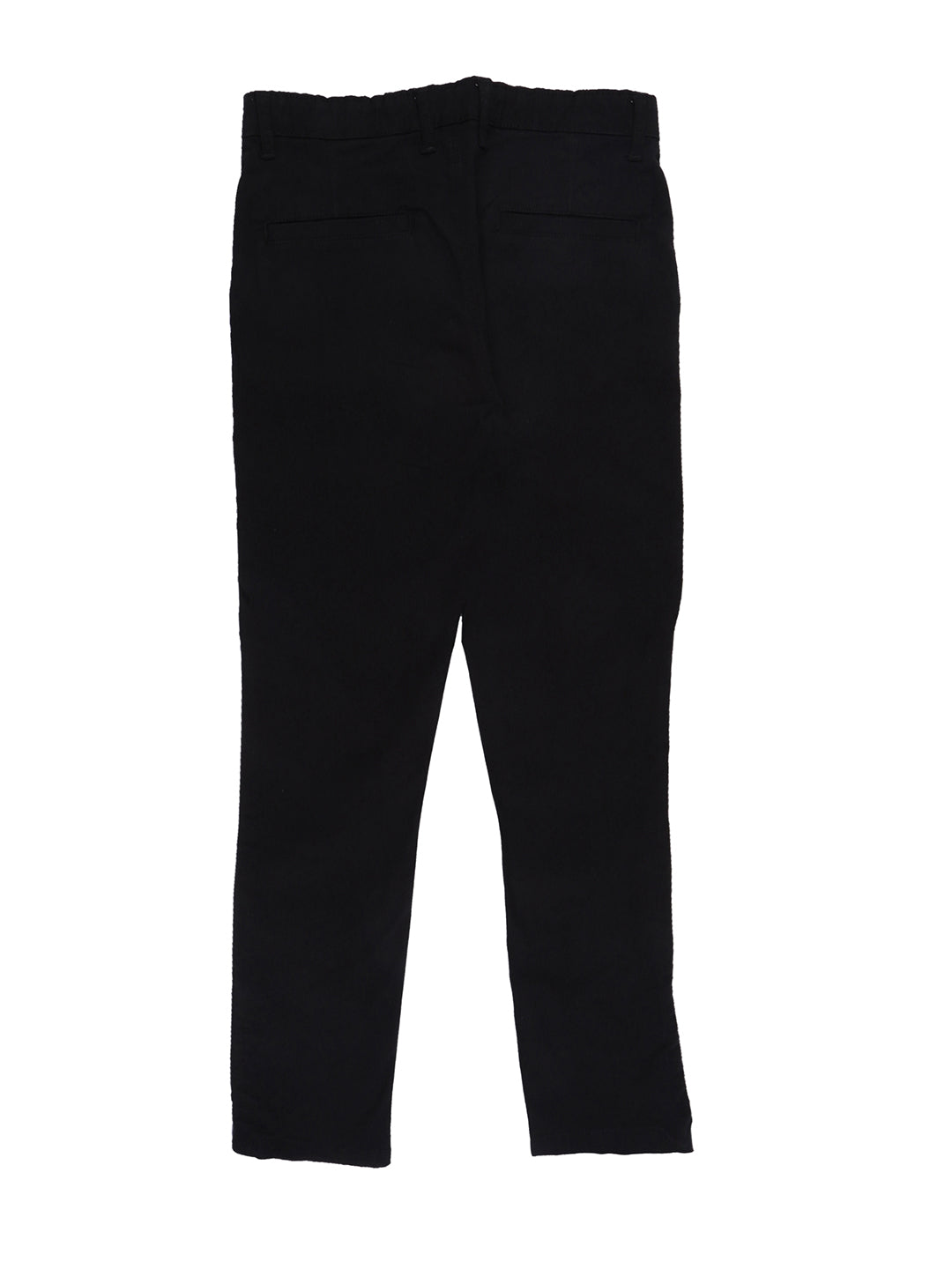 Boys Black Solid Cotton Trouser Fixed Waist