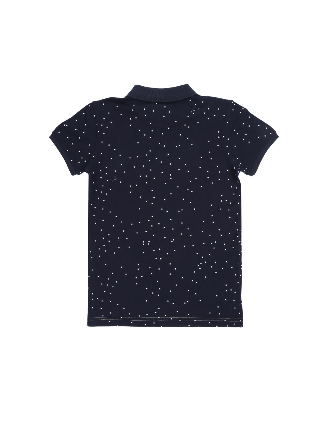 Boys Navy  all over print Cotton Polo T-Shirt Half Sleeves