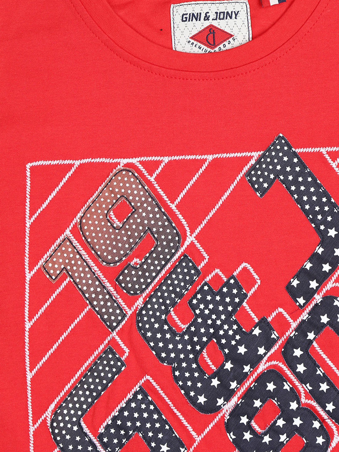 Boys Red Graphic Print Cotton T-Shirt Half Sleeves