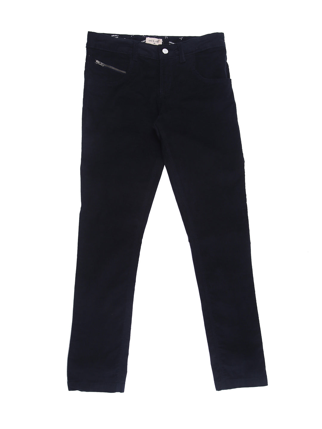 Girls Black Solid Cotton Trouser Fixed Waist