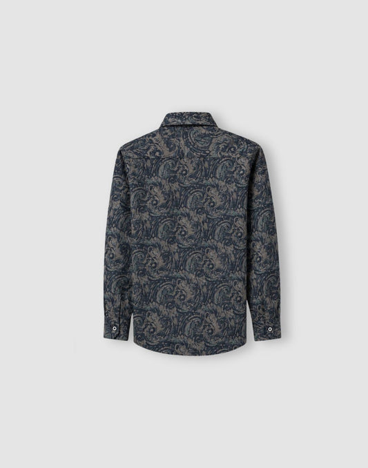 Boys Grey Paisley Cotton Shirt