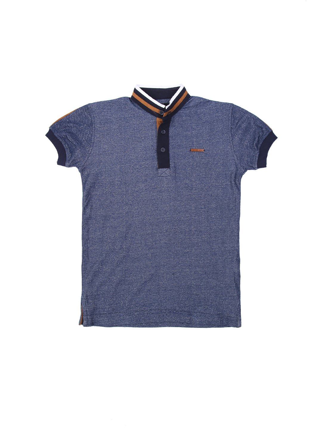 Boys Blue Solid Cotton Polo T-Shirt Half Sleeves