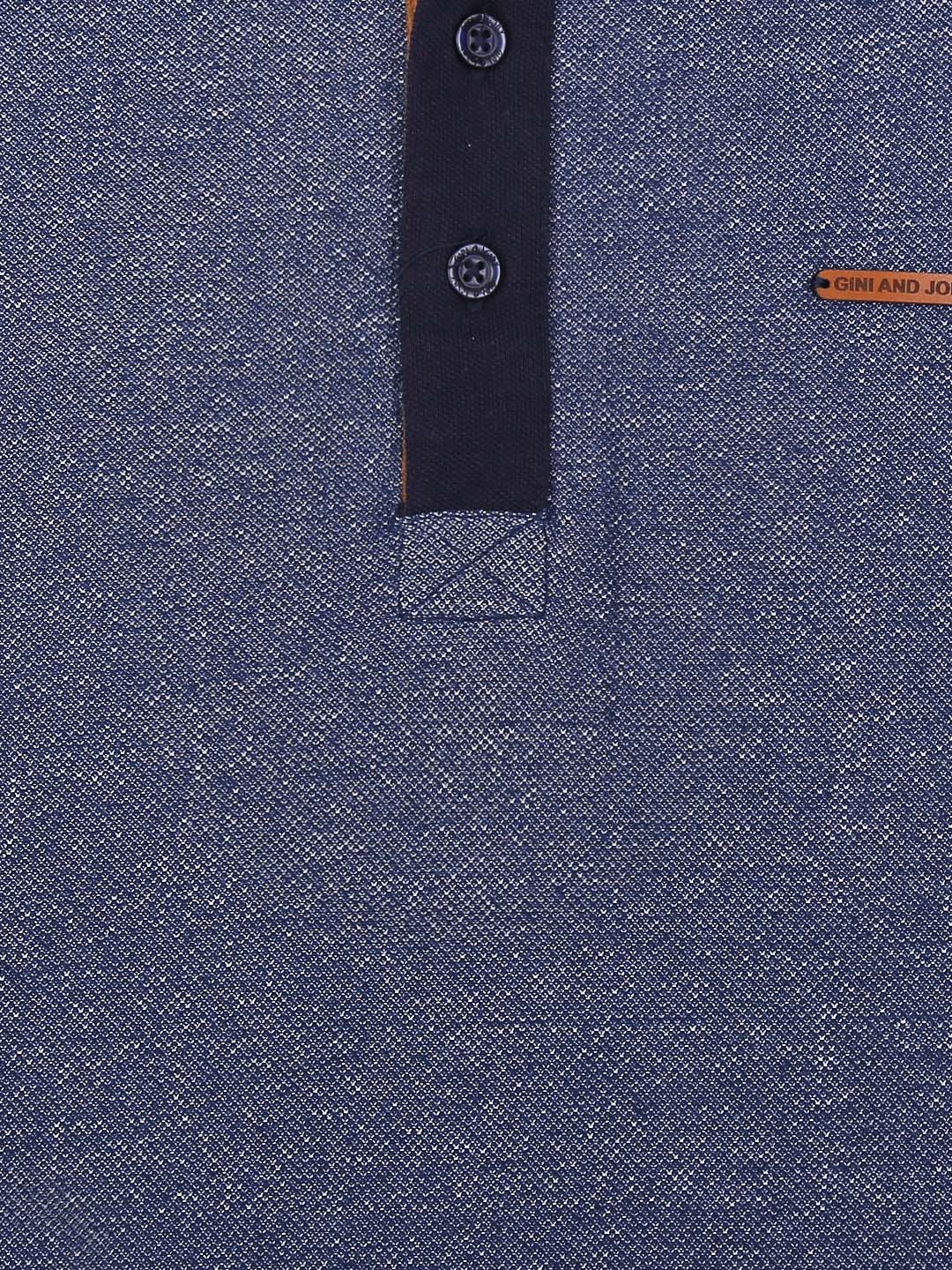 Boys Blue Solid Cotton Polo T-Shirt Half Sleeves