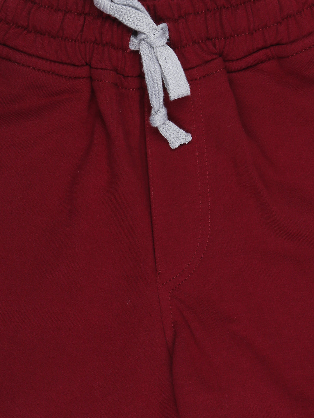 Boys Maroon Solid Cotton Shorts Elasticated