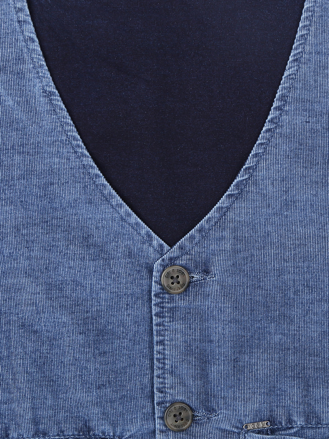 Boys Blue Solid Denim Waist Coat Sleeveless