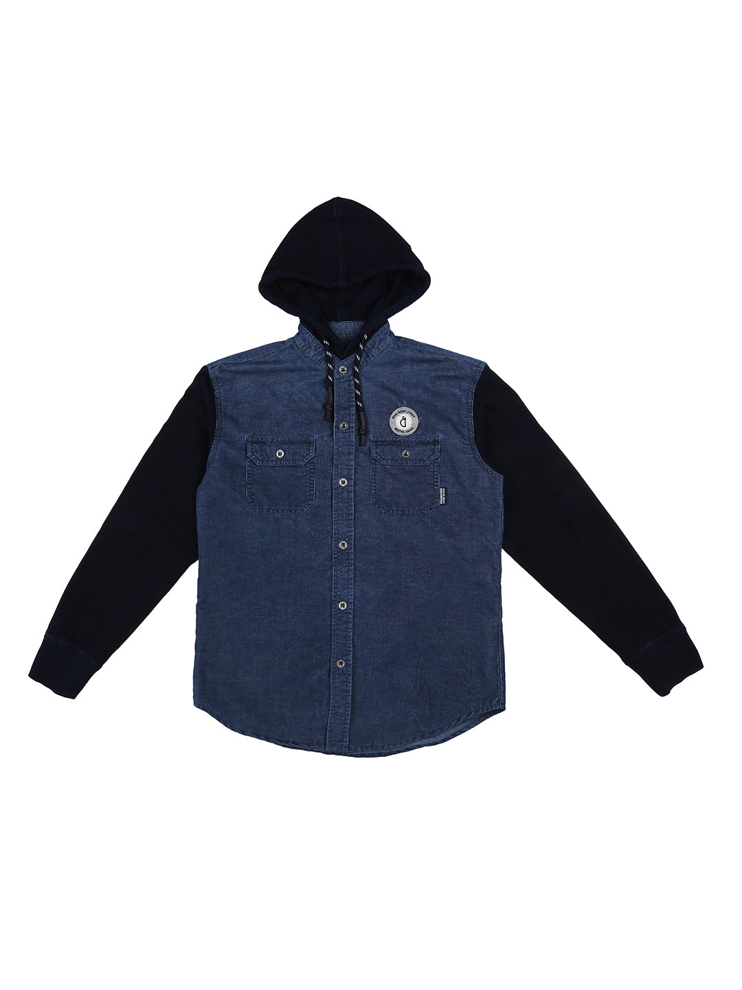 Boys Blue Solid Denim Shirt Full Sleeves