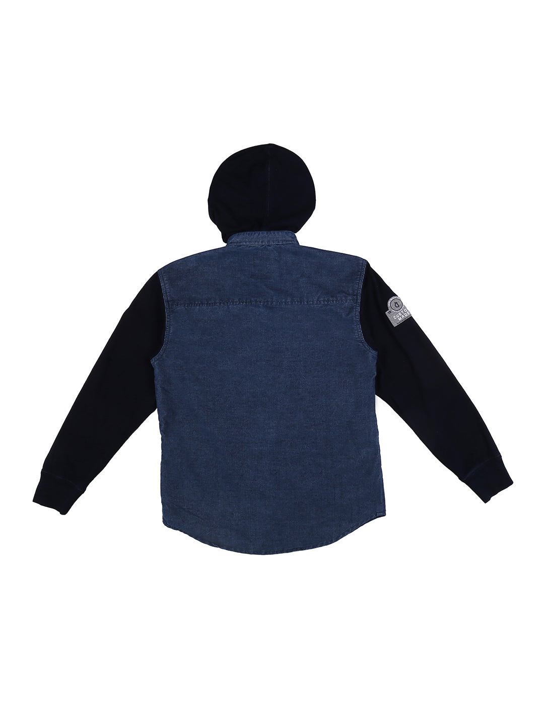 Boys Blue Solid Denim Shirt Full Sleeves
