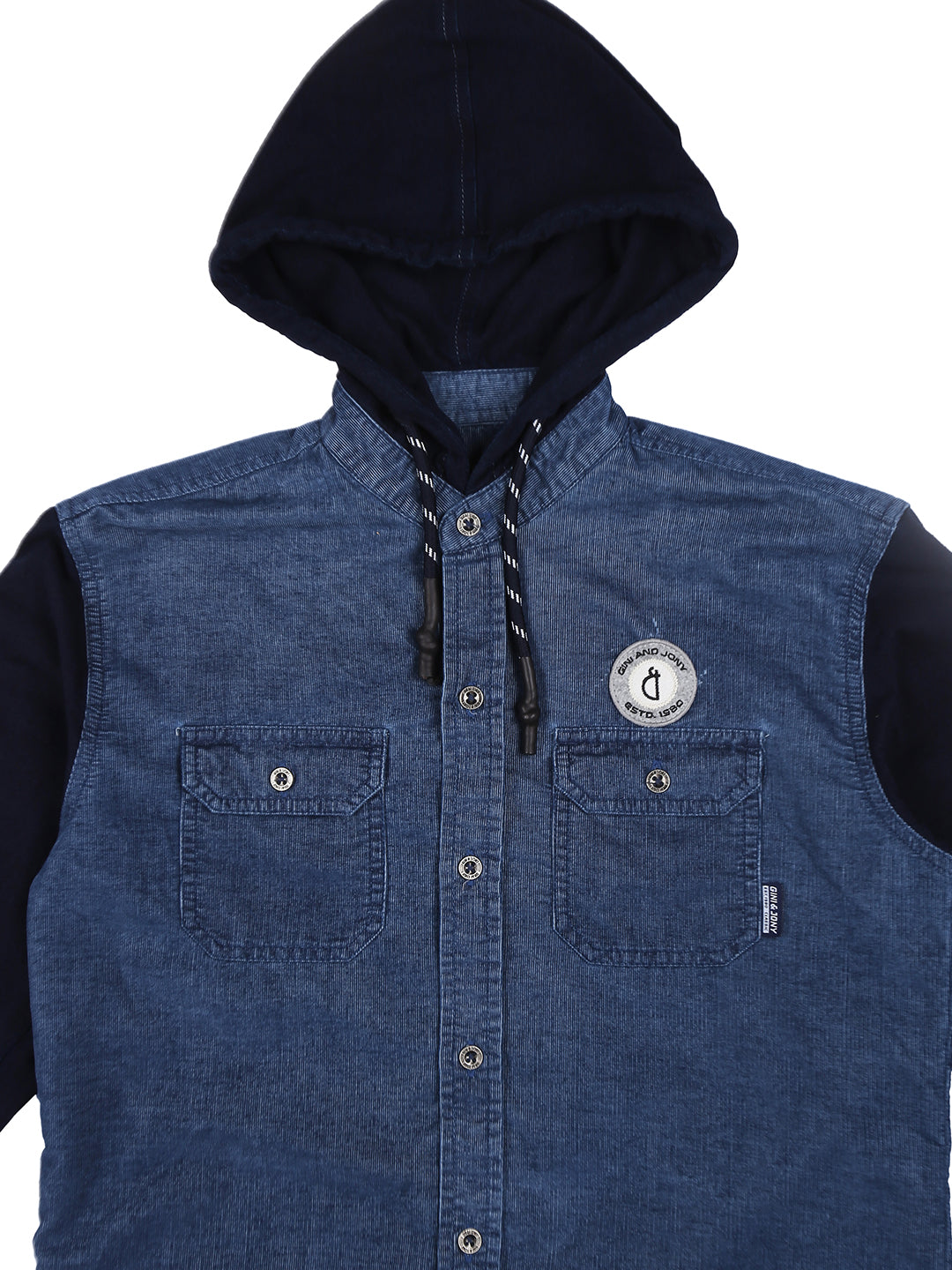 Boys Blue Solid Denim Shirt Full Sleeves