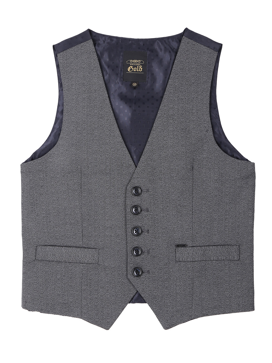 Boys Grey Solid Cotton Waist Coat Full Sleeves