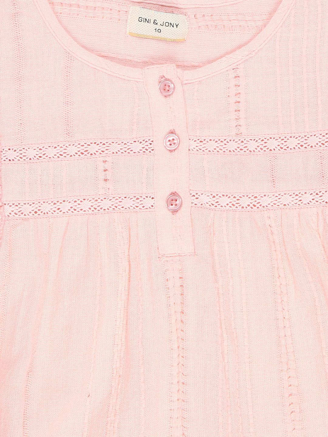 Girls Pink Solid Cotton Woven Top Sleeveless