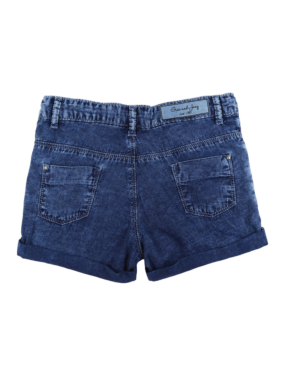 Girls Blue Washed Denim Shorts Fixed Waist