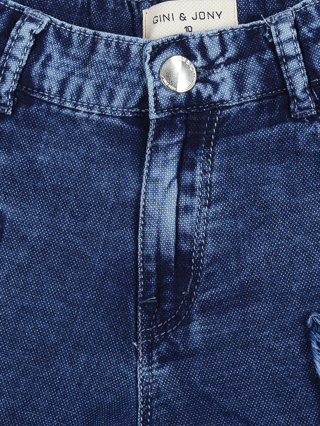 Girls Blue Washed Denim Shorts Fixed Waist