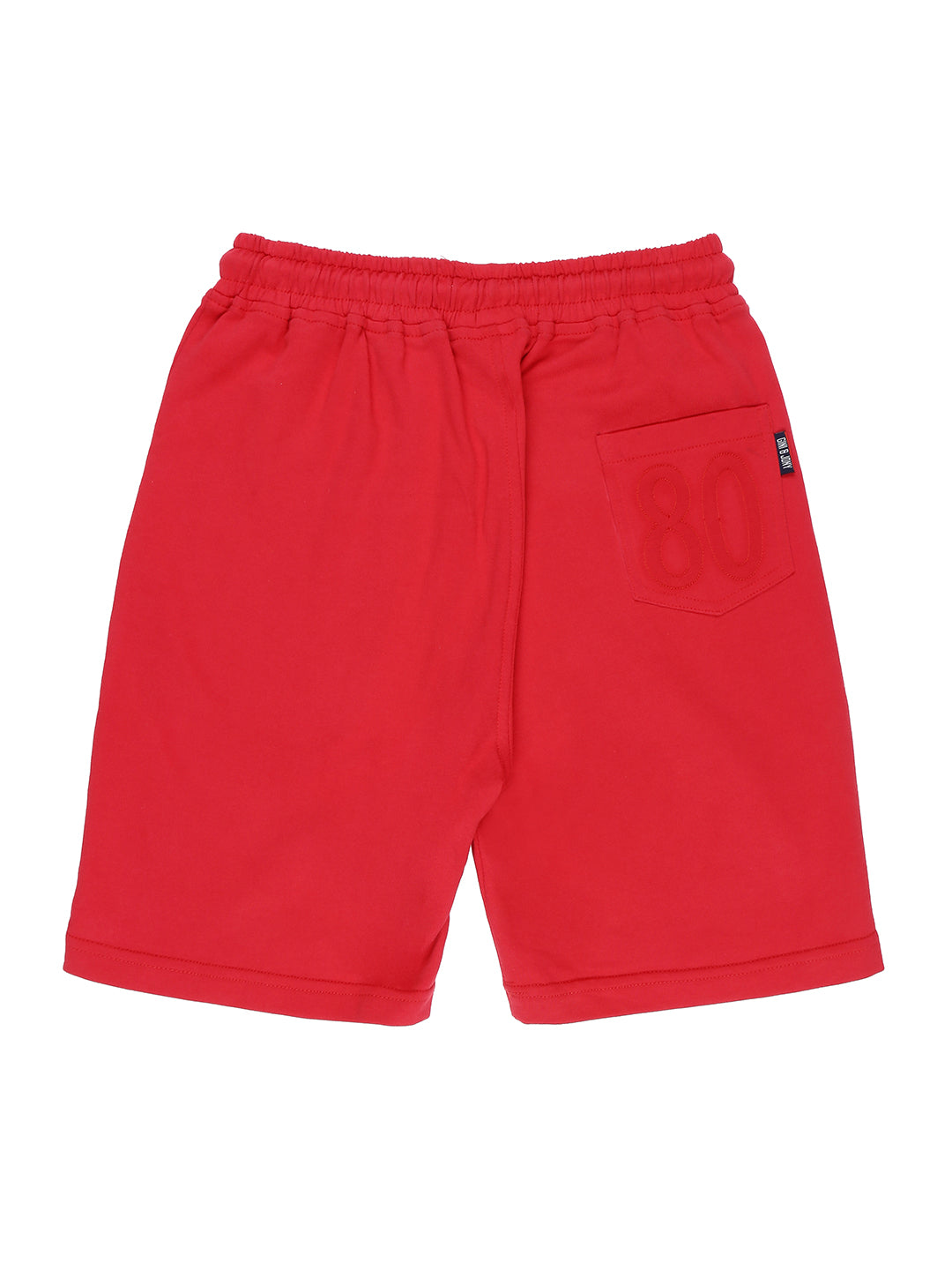 Boys Red Solid Cotton Shorts Fixed Waist