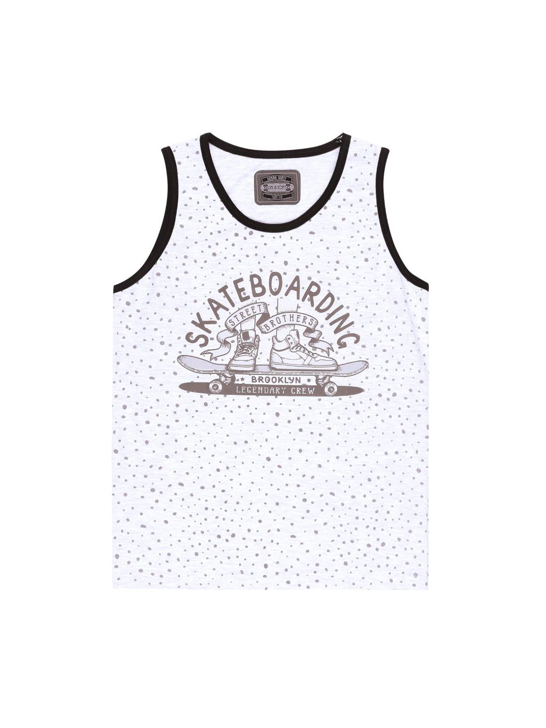 Boys Grey Graphic Print Cotton Sando Sleeveless