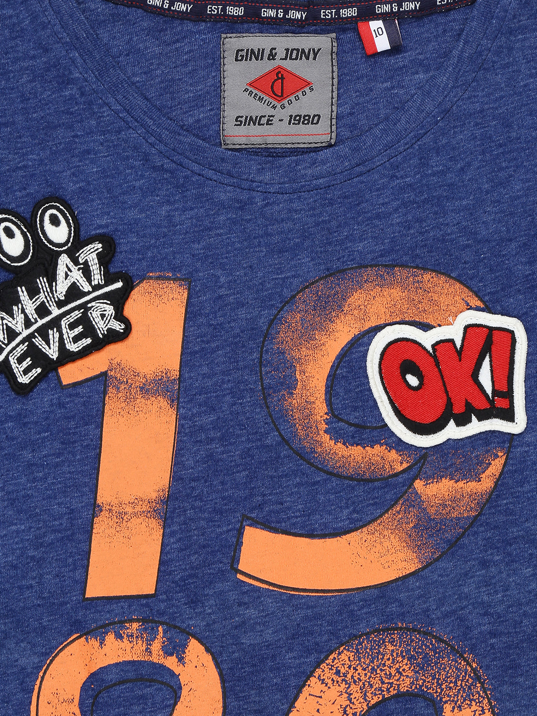 Boys Blue Typographic Print Cotton T-Shirt Half Sleeves