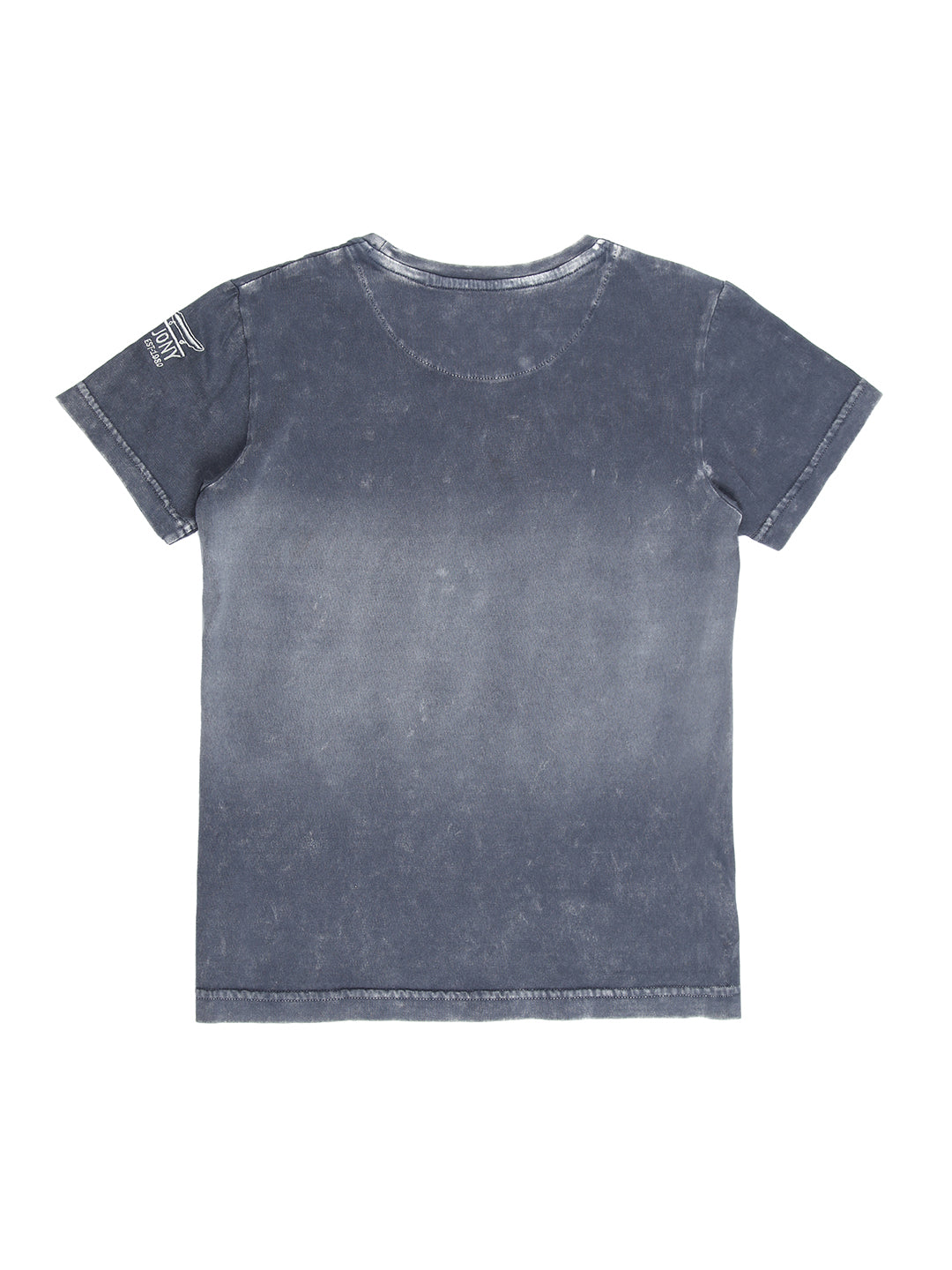 Boys Black Washed Denim T-Shirt Half Sleeves