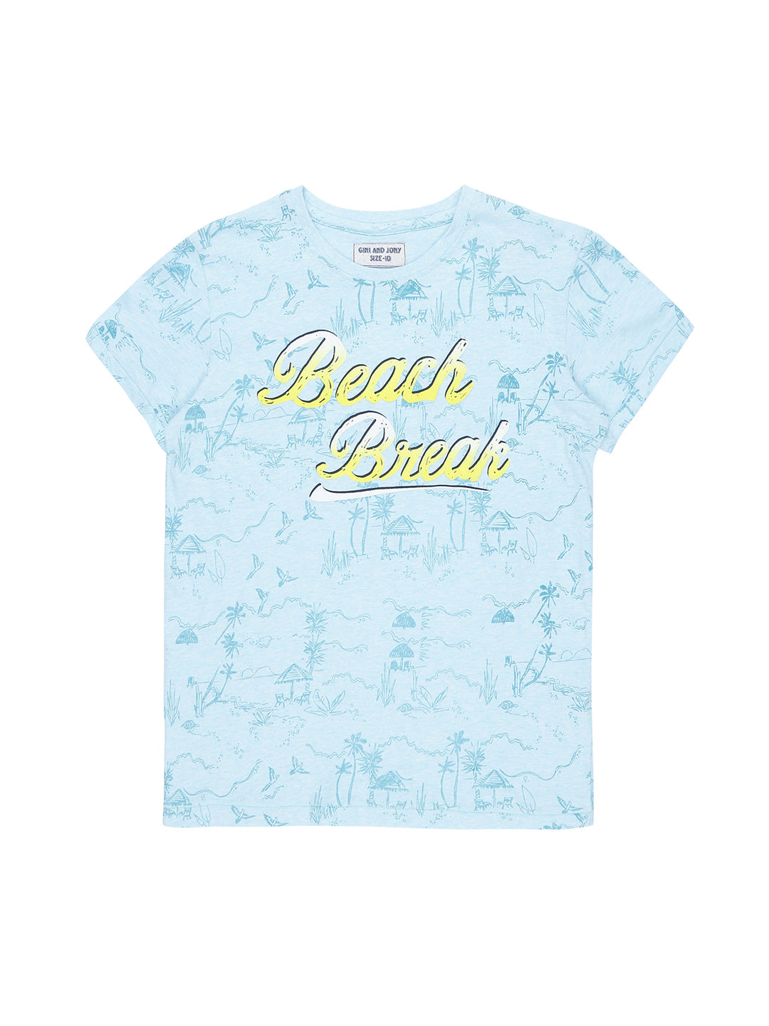 Boys Blue Tropical Print Cotton T-Shirt Half Sleeves