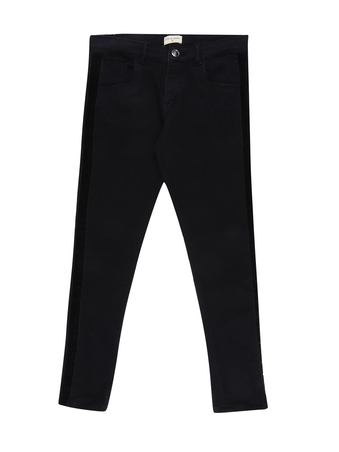 Girls Black Solid Denim Jeggings Fixed Waist
