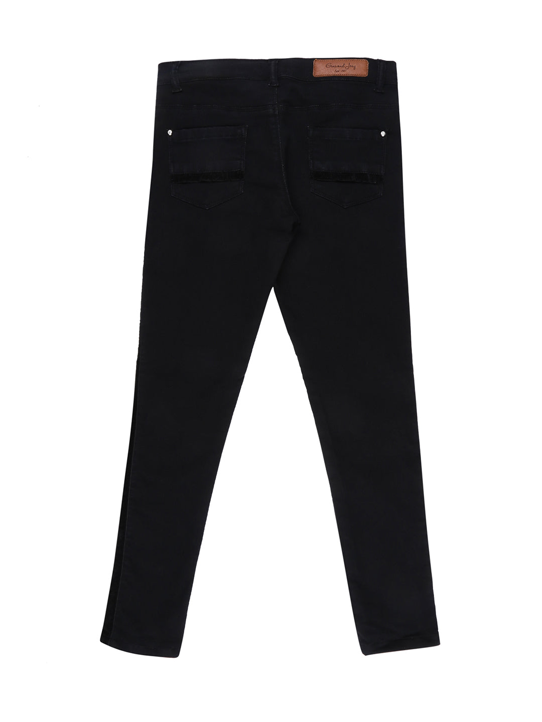 Girls Black Solid Denim Jeggings Fixed Waist