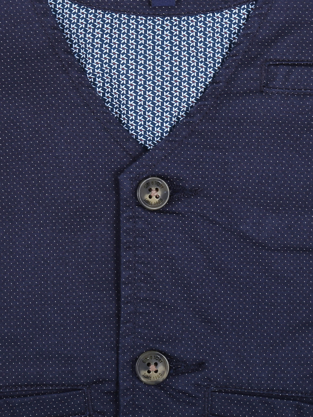 Boys Blue Polka Dots Cotton Waist Coat Sleeveless
