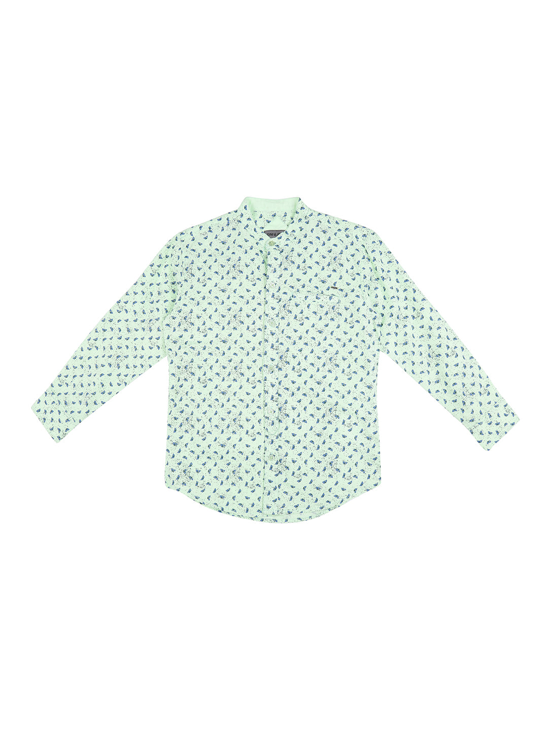 Boys Green Abstract Cotton Shirt Full Sleeves