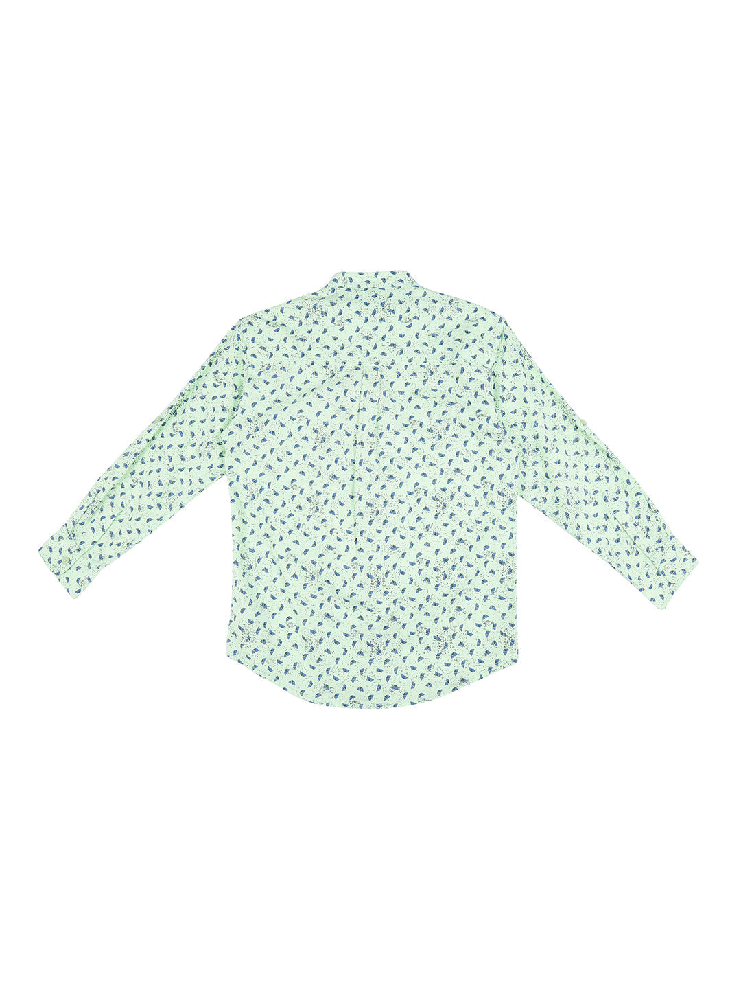 Boys Green Abstract Cotton Shirt Full Sleeves