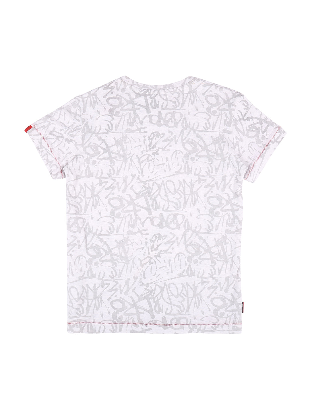 Boys Grey Graphic Print Cotton T-Shirt Half Sleeves