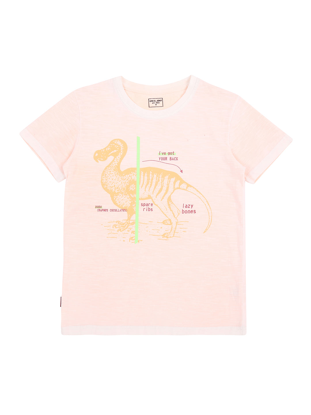 Boys Peach Graphic Print Cotton T-Shirt Half Sleeves