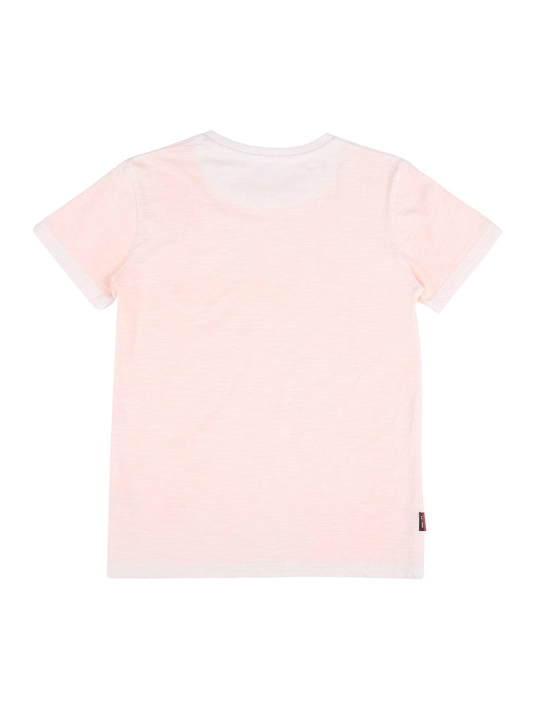 Boys Peach Graphic Print Cotton T-Shirt Half Sleeves