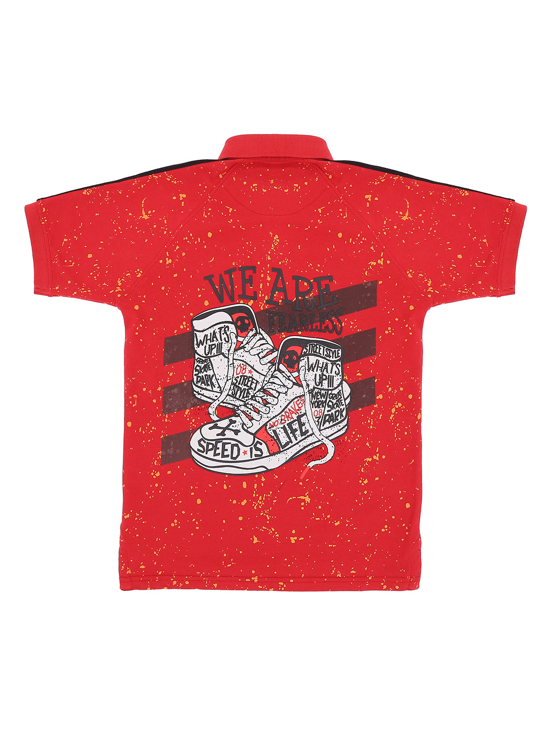 Boys Red all over print Cotton Polo T-Shirt Half Sleeves