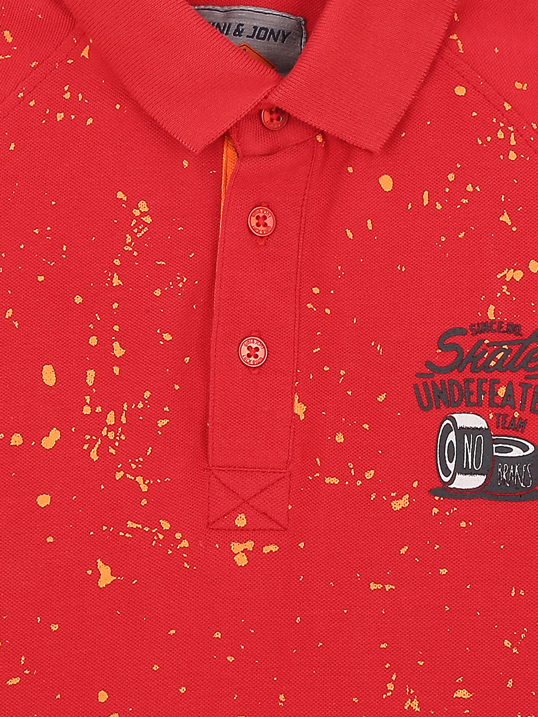 Boys Red all over print Cotton Polo T-Shirt Half Sleeves