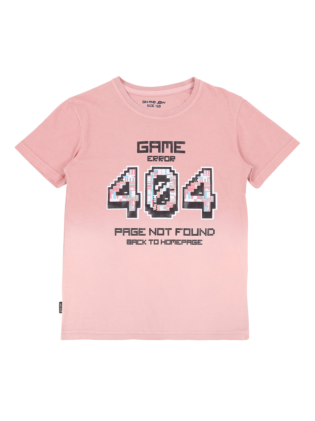Boys Pink Typographic Print Cotton T-Shirt Half Sleeves
