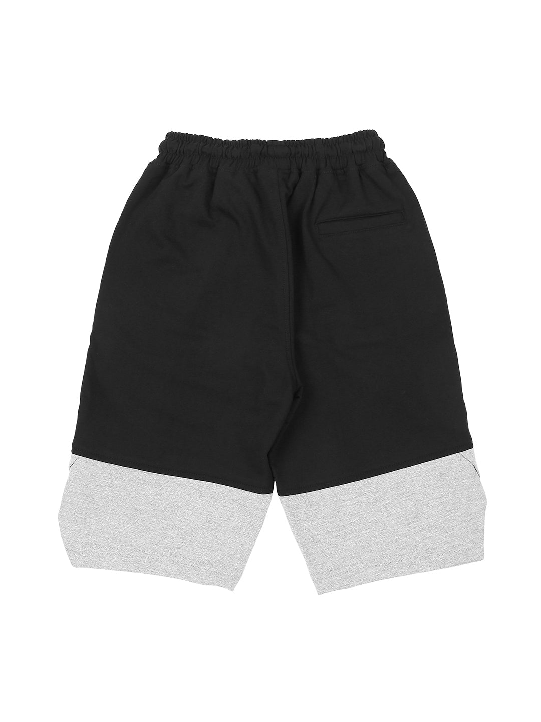 Boys Black Color Block Cotton Bermuda Elasticated