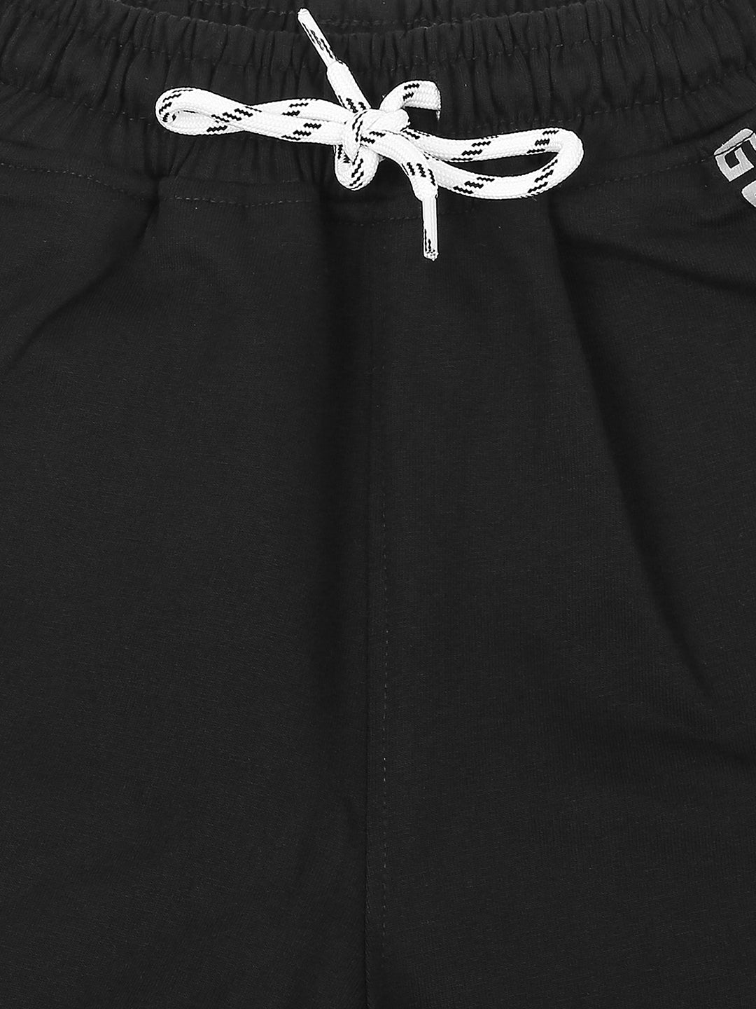 Boys Black Color Block Cotton Bermuda Elasticated