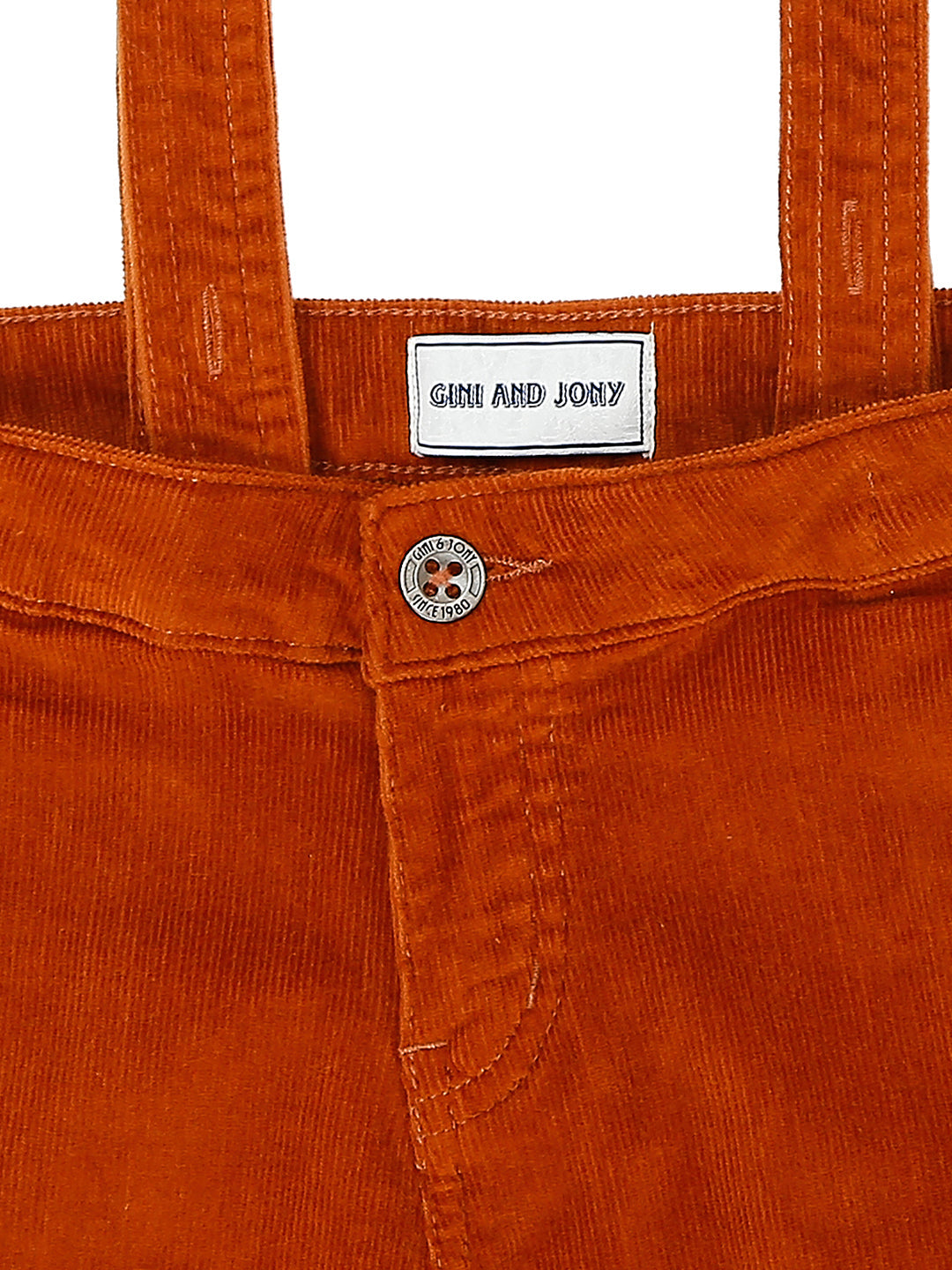 Girls Orange Solid Denim Culottes Fixed Waist