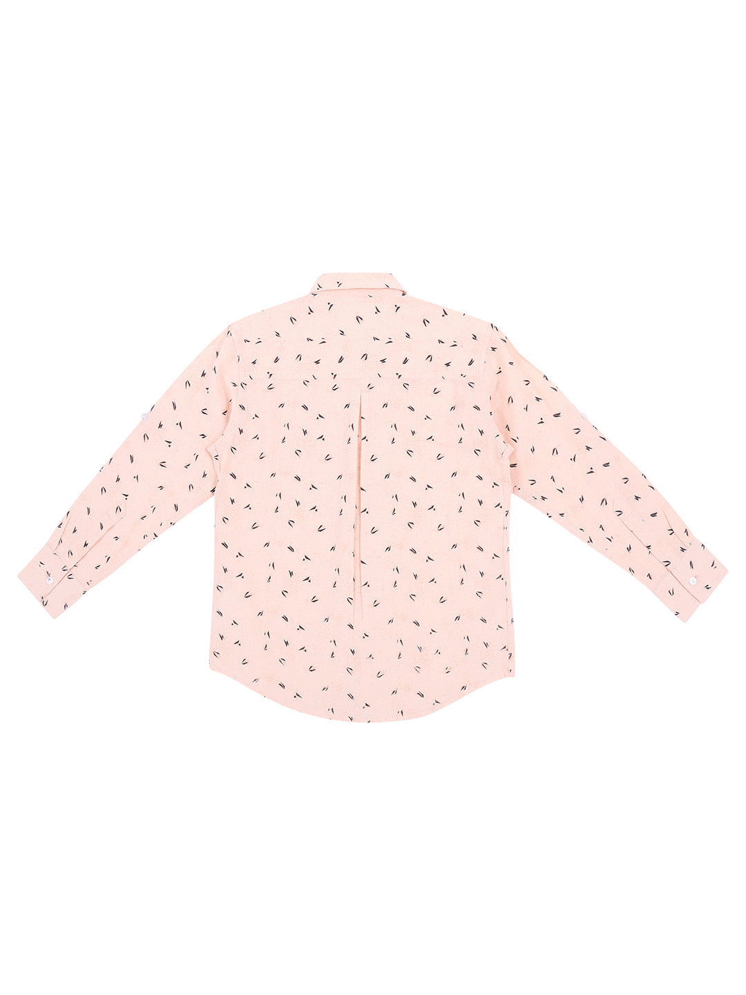 Boys Peach Abstract Cotton Shirt Full Sleeves