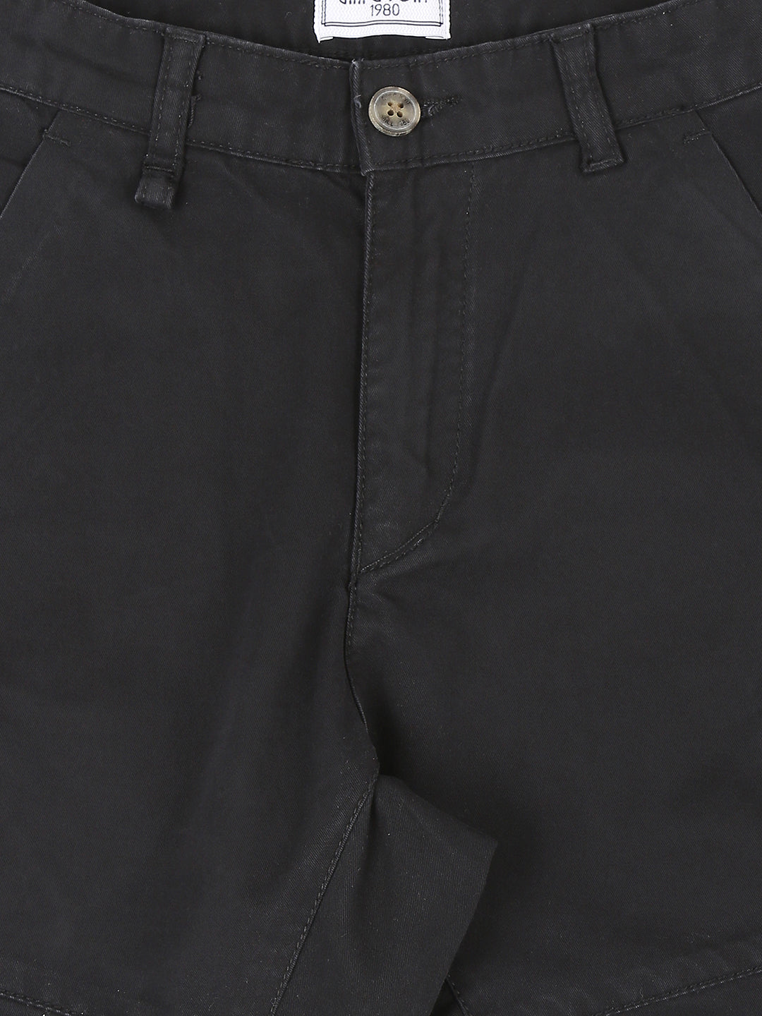 Boys Black Solid Cotton Trouser Fixed Waist