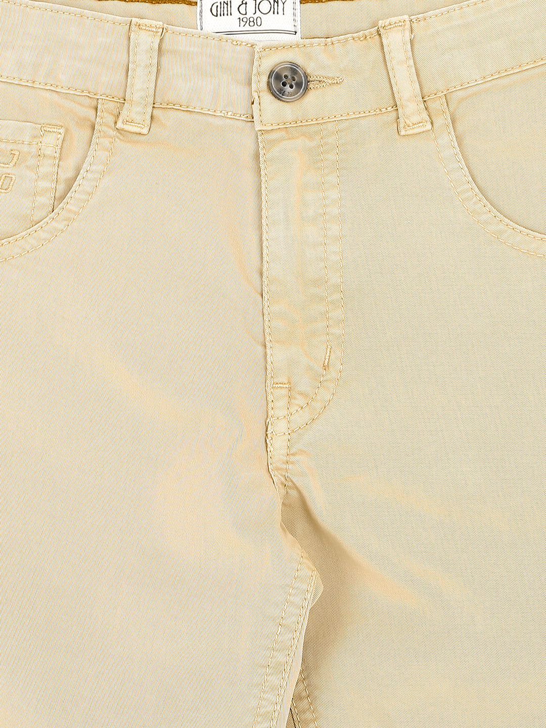 Boys Beige Solid Cotton Bermuda Fixed Waist