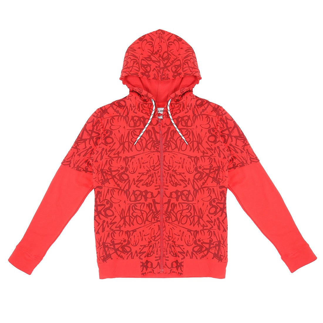 Boys Red Graphic Print Cotton Knit Jacket Full Sleeves