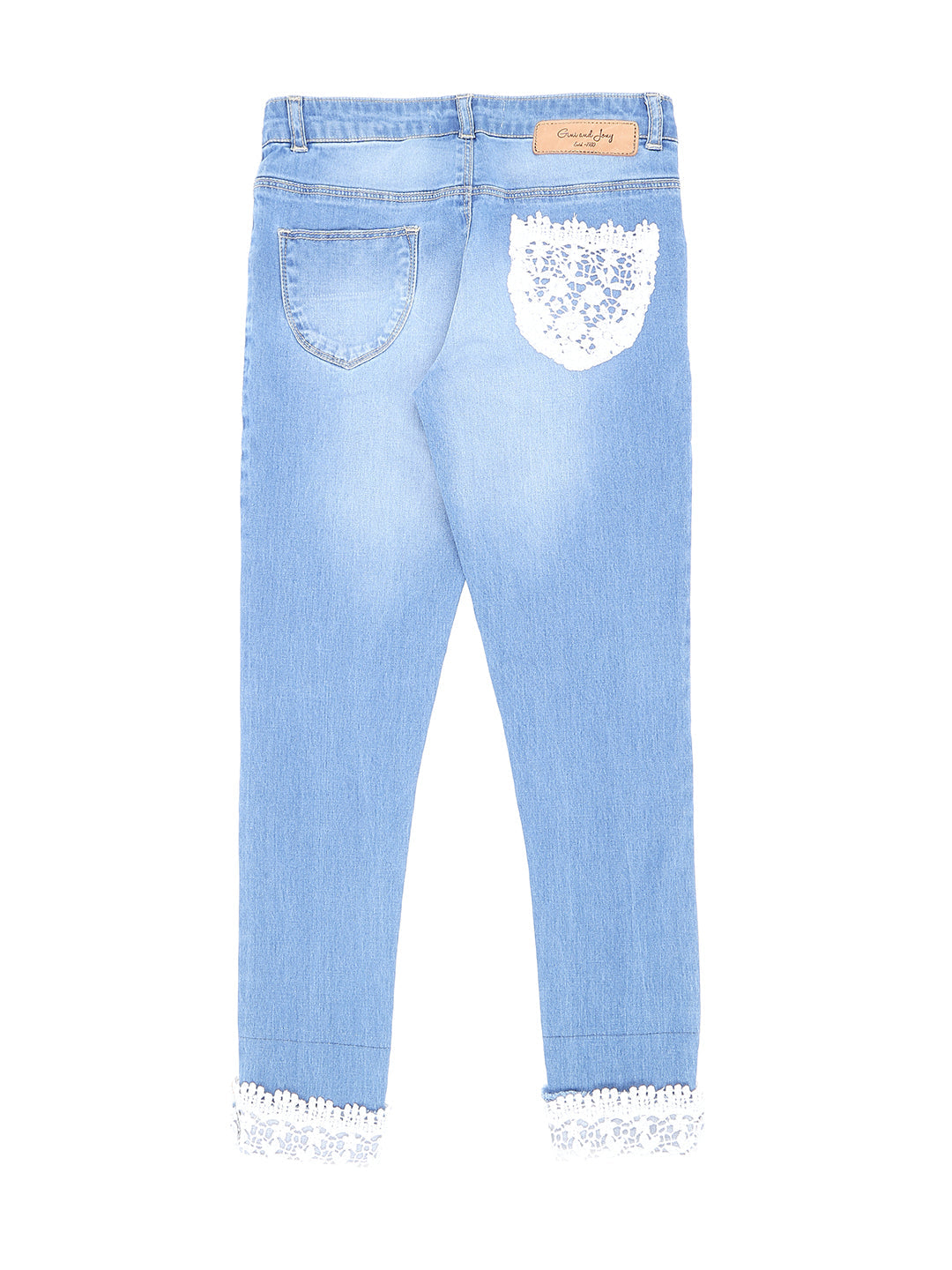 Girls Blue Washed Denim Jeans Fixed Waist