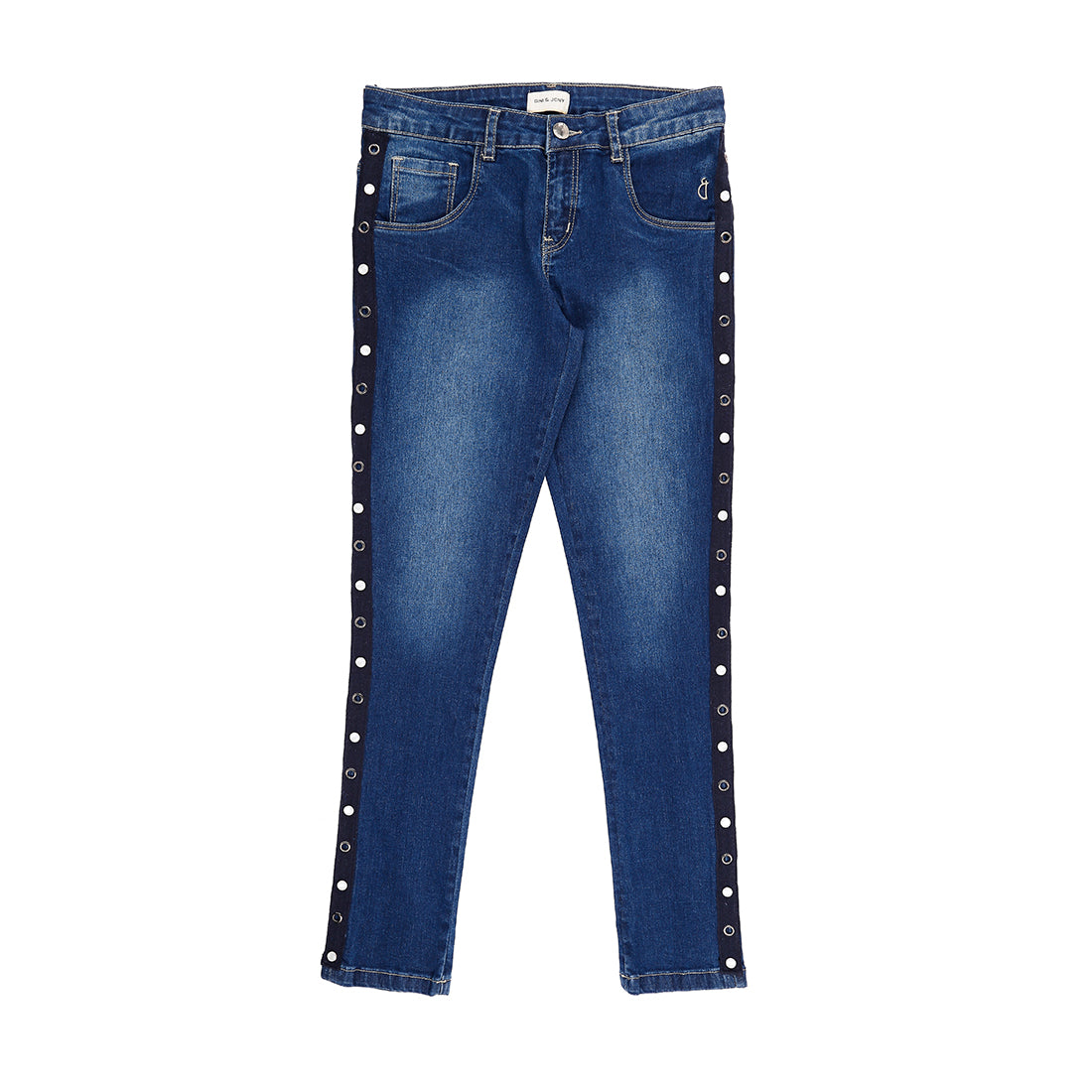 Girls Blue Washed Denim Jeans Fixed Waist