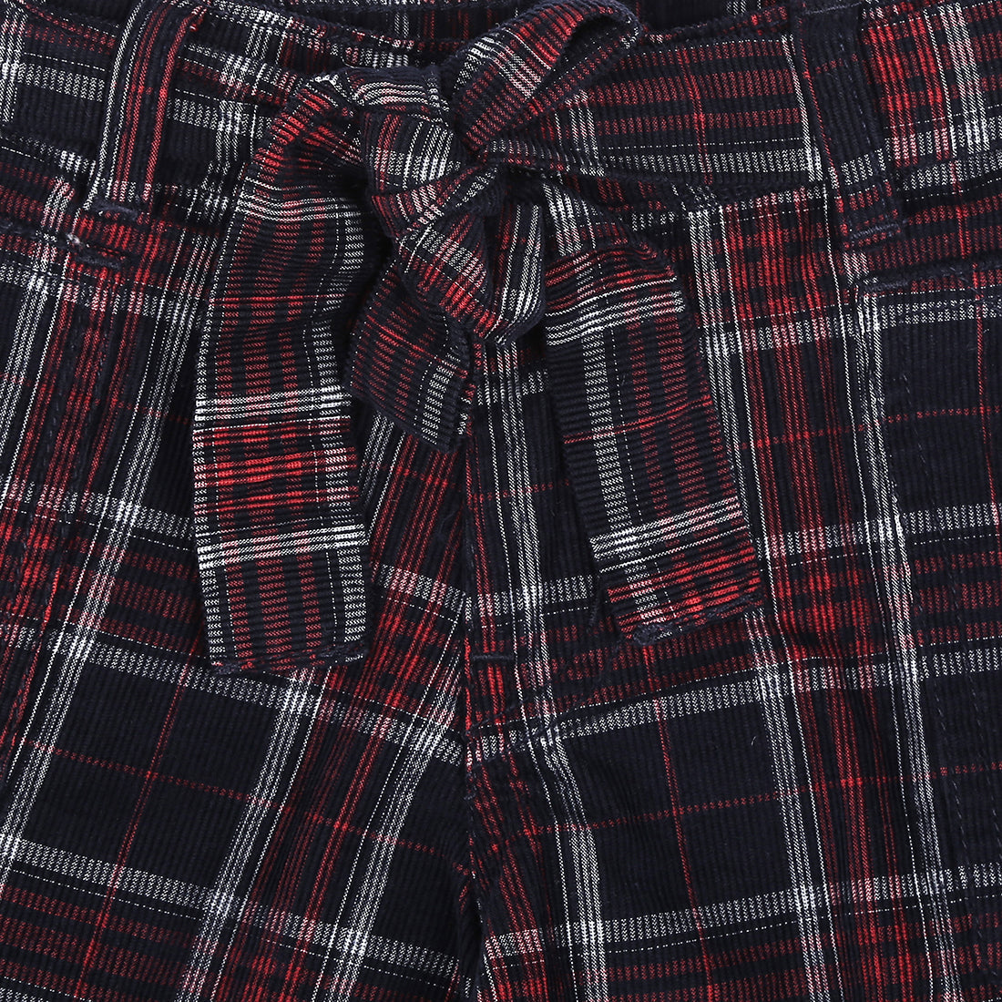 Girls Black Checks Cotton Shorts Elasticated