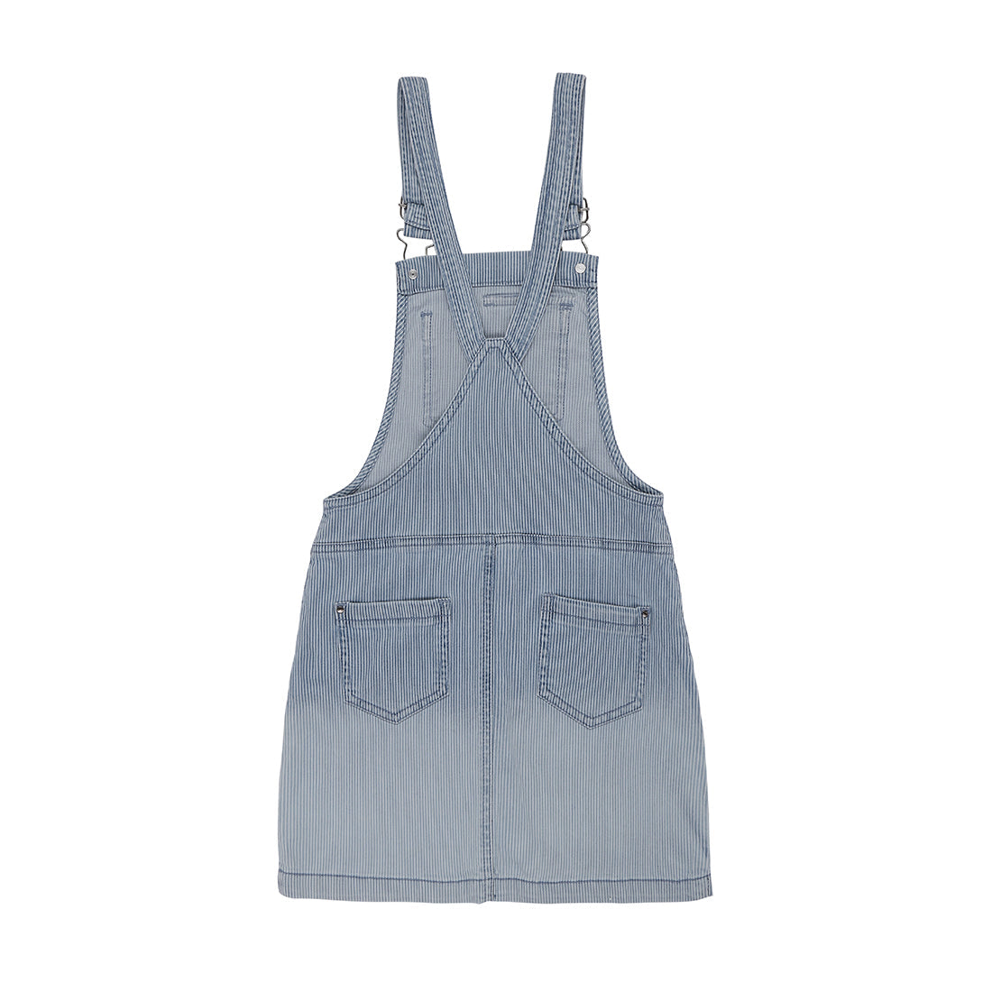 Girls Blue Washed Denim Dungree Fixed Waist