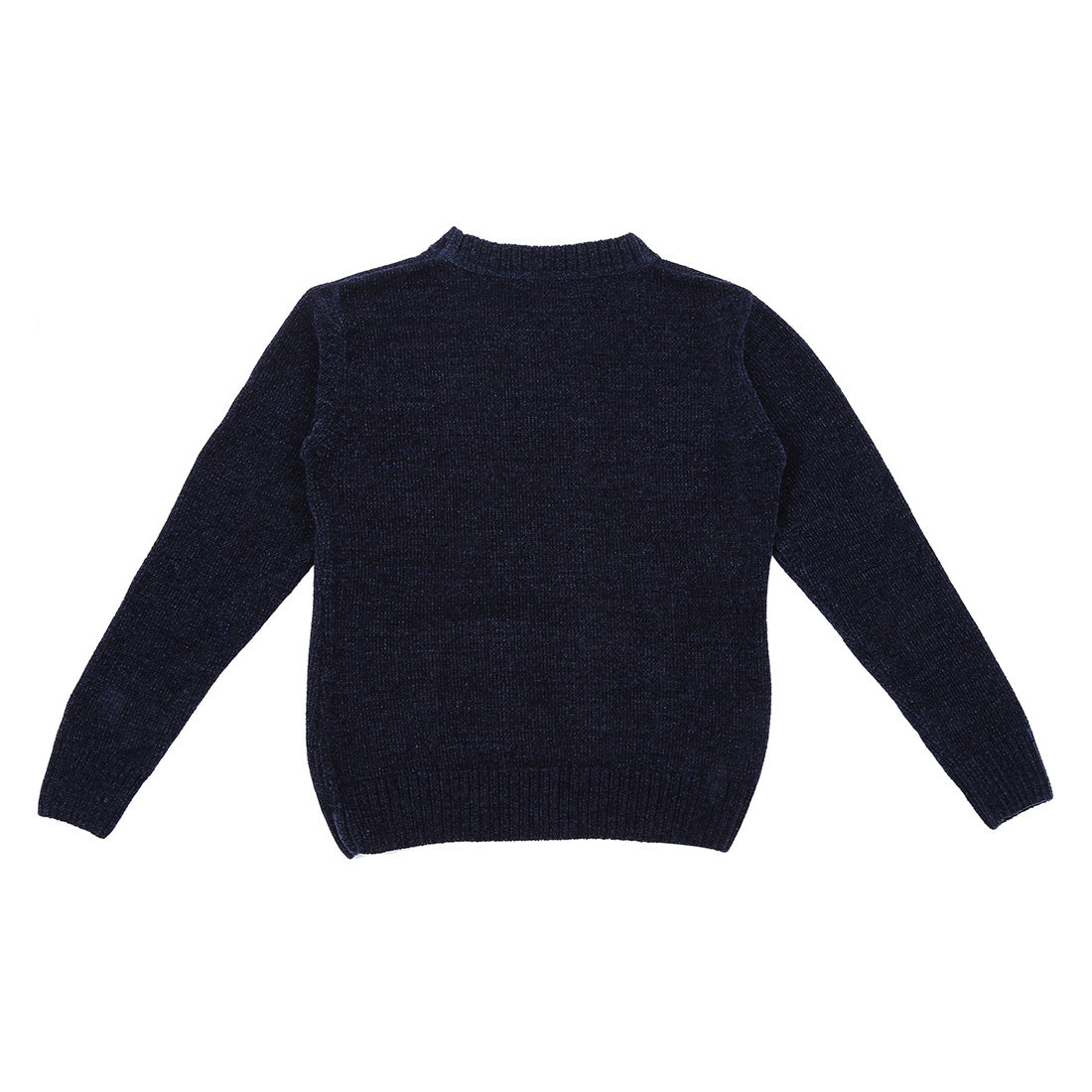 Girls Navy Blue  Solid Acrylic Sweater Full Sleeves