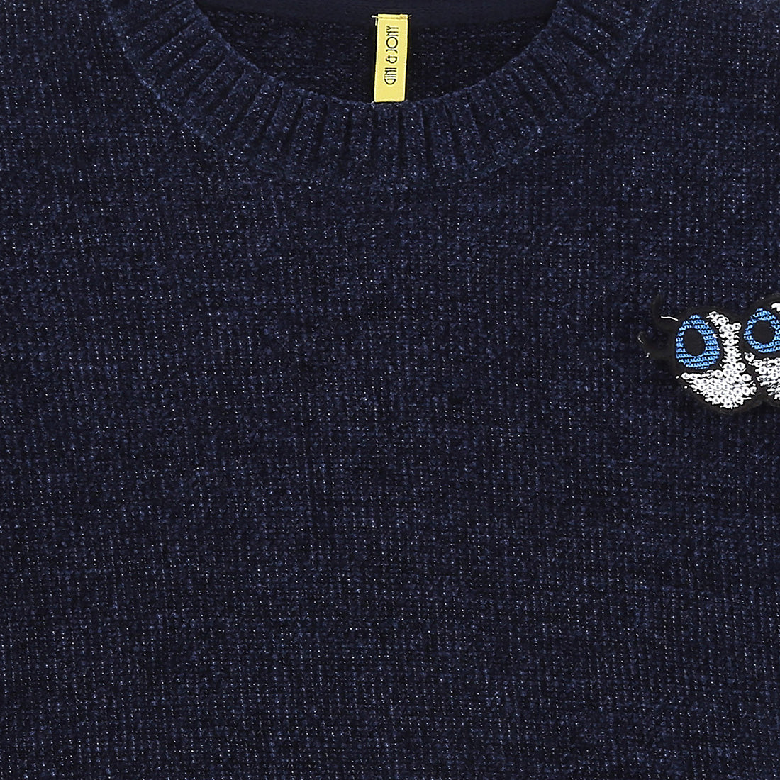 Girls Navy Blue  Solid Acrylic Sweater Full Sleeves