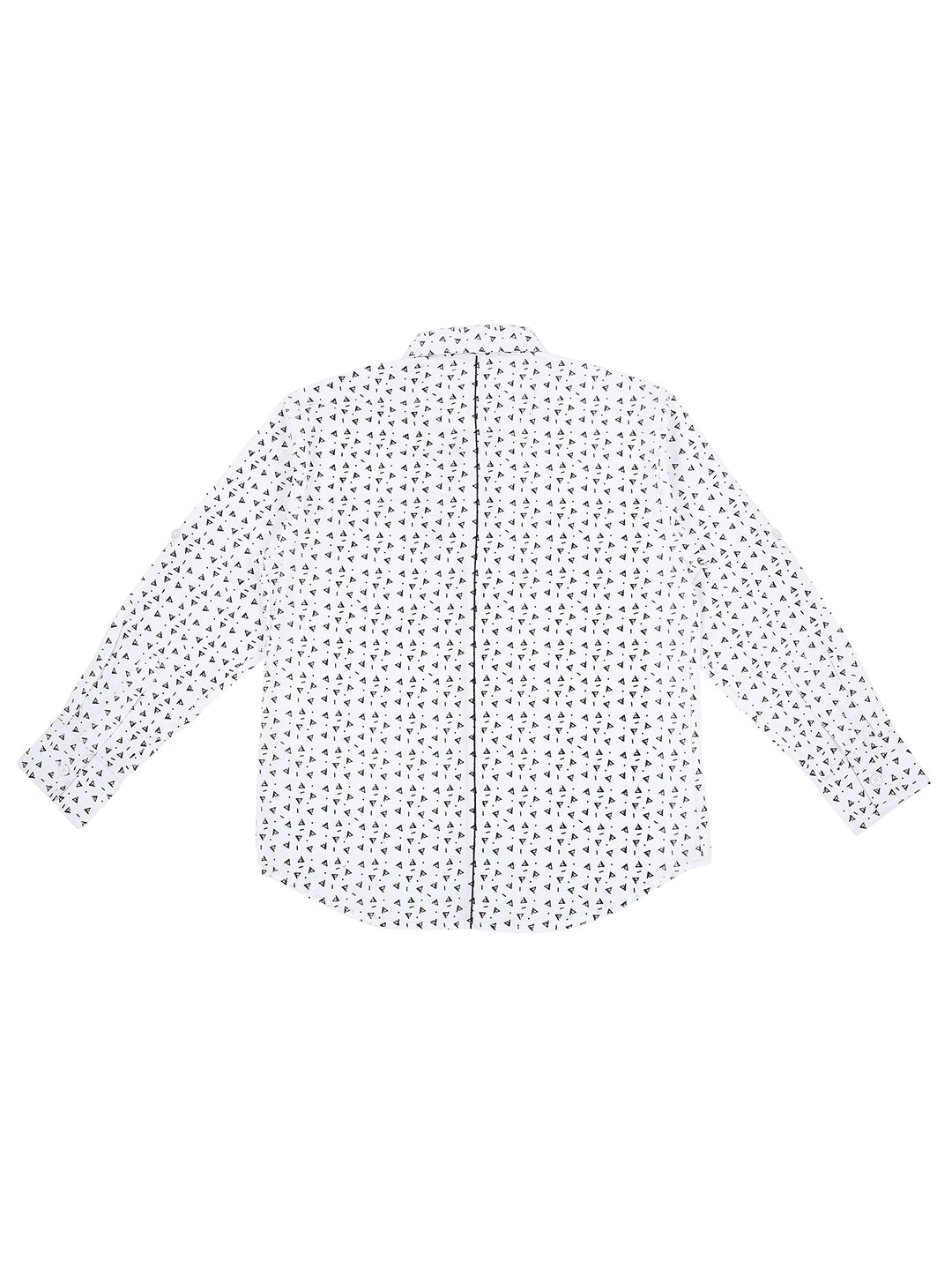 Boys White Abstract Cotton Shirt Full Sleeves