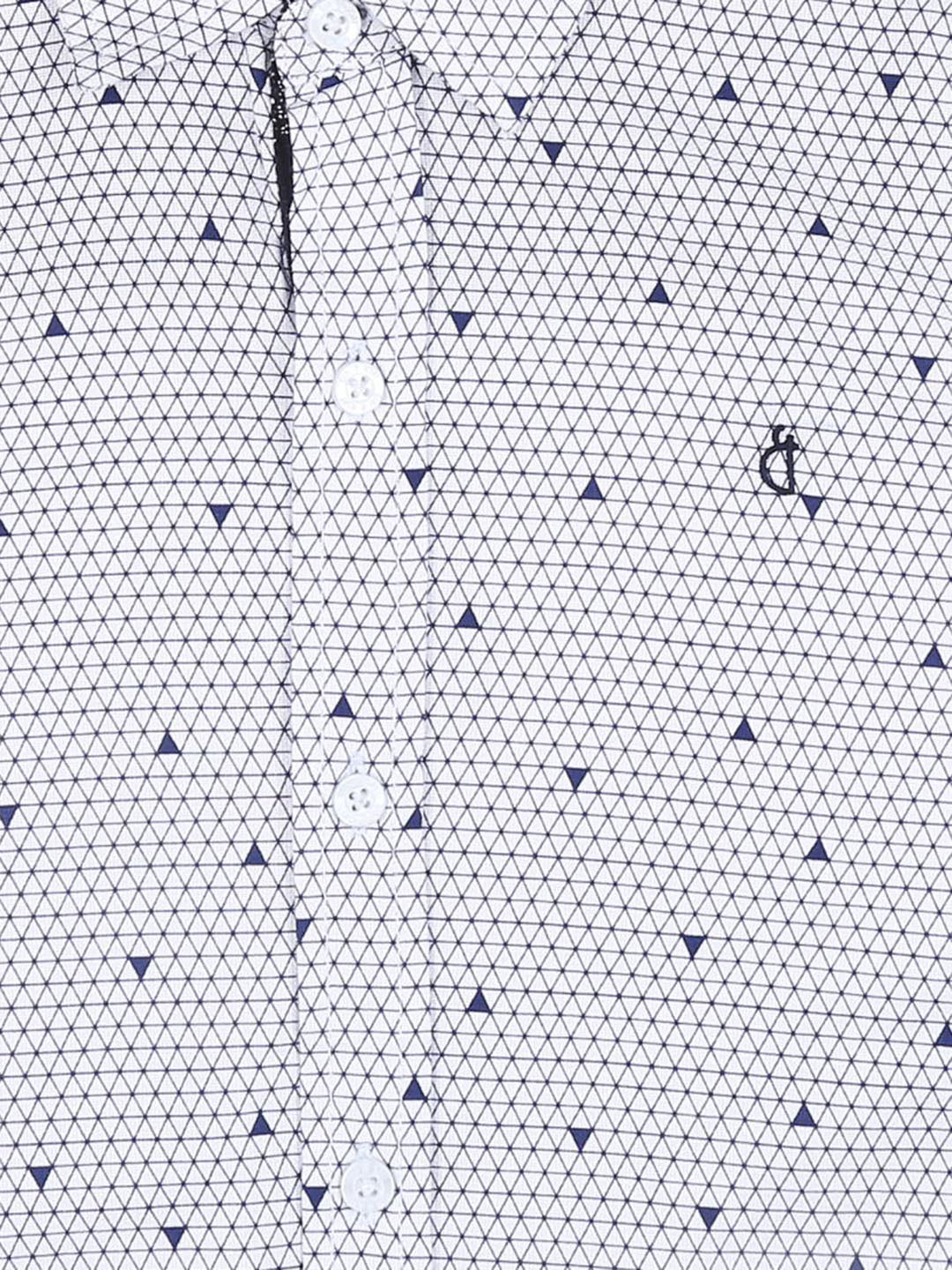 Boys White Abstract Cotton Shirt Full Sleeves