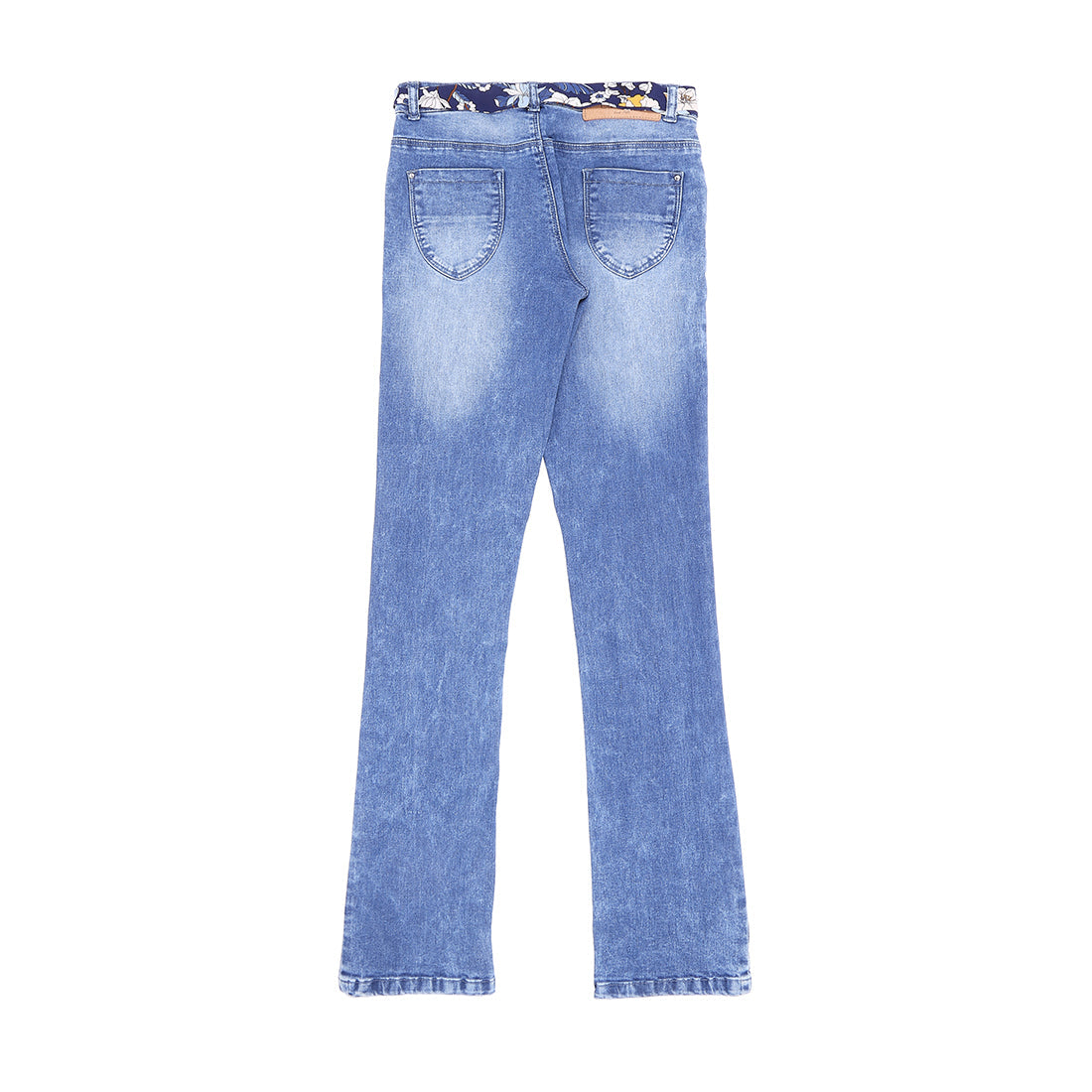Girls Blue Washed Denim Jeans Fixed Waist