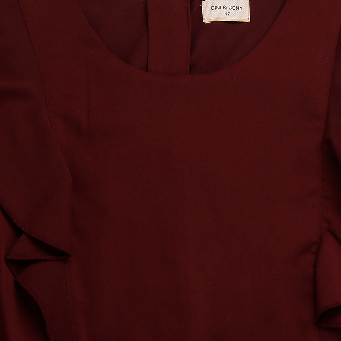 Girls Maroon Solid Cotton Dungree Fixed Waist