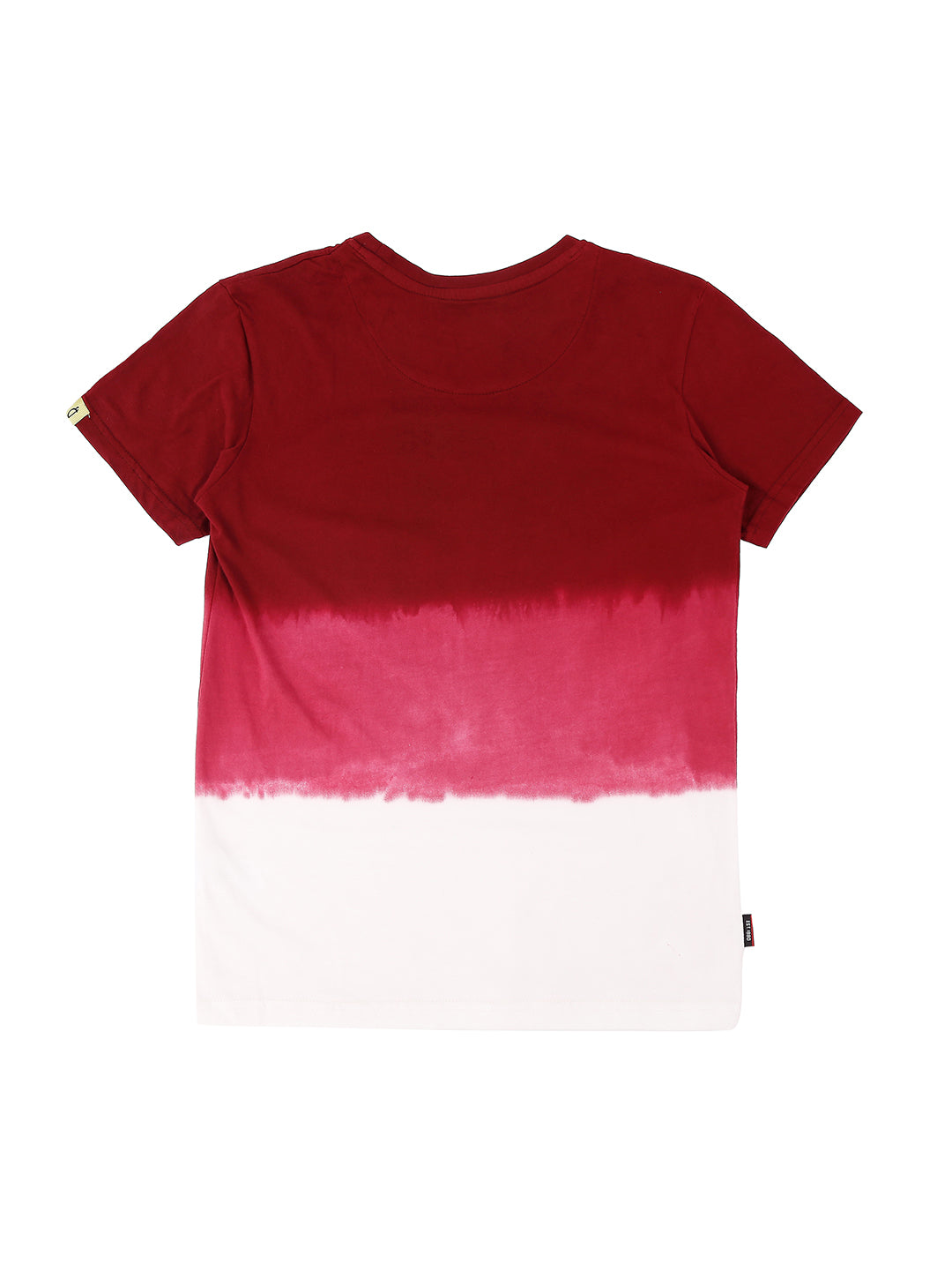 Boys Maroon Color Block Cotton T-Shirt Full Sleeves